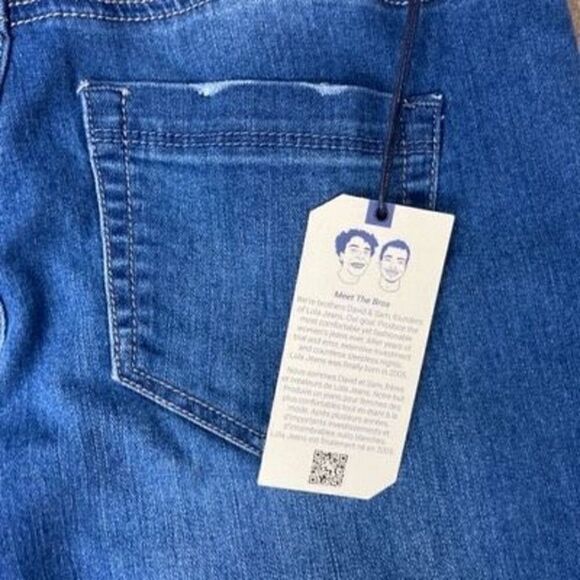 Lola 4 M 31 Kristine DMB Mid Rise Straight Jeans Dark Medium Wash Light Distress - Picture 5 of 5